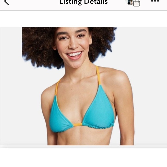 New Reversible Wild Fable Swimsuit Top Neon Green & Blue w/ Neon Orange Straps - Picture 8 of 9